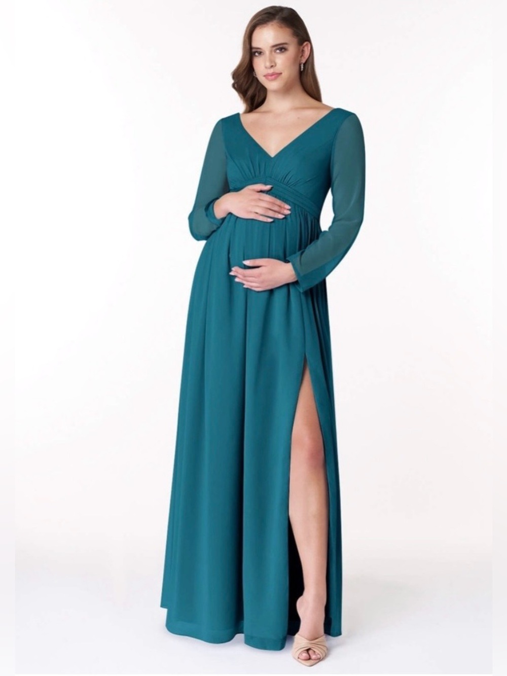 NWT Azazie Teton size 6 ink blue maternity bridesmaid dress wedding pregnancy